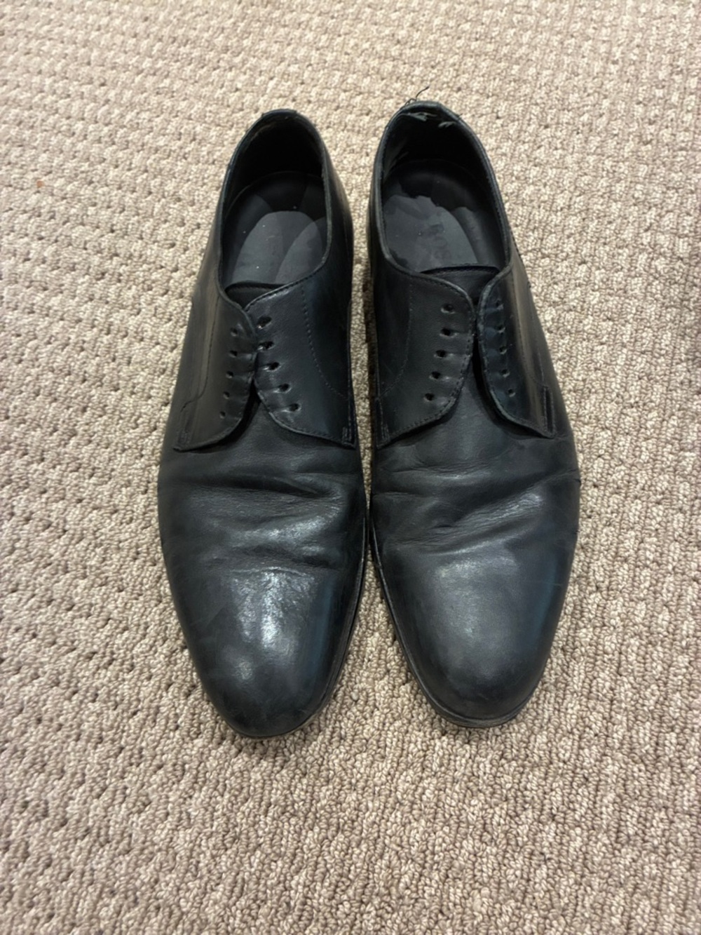 Hugo Boss Black Leather Derby Dress Shoes